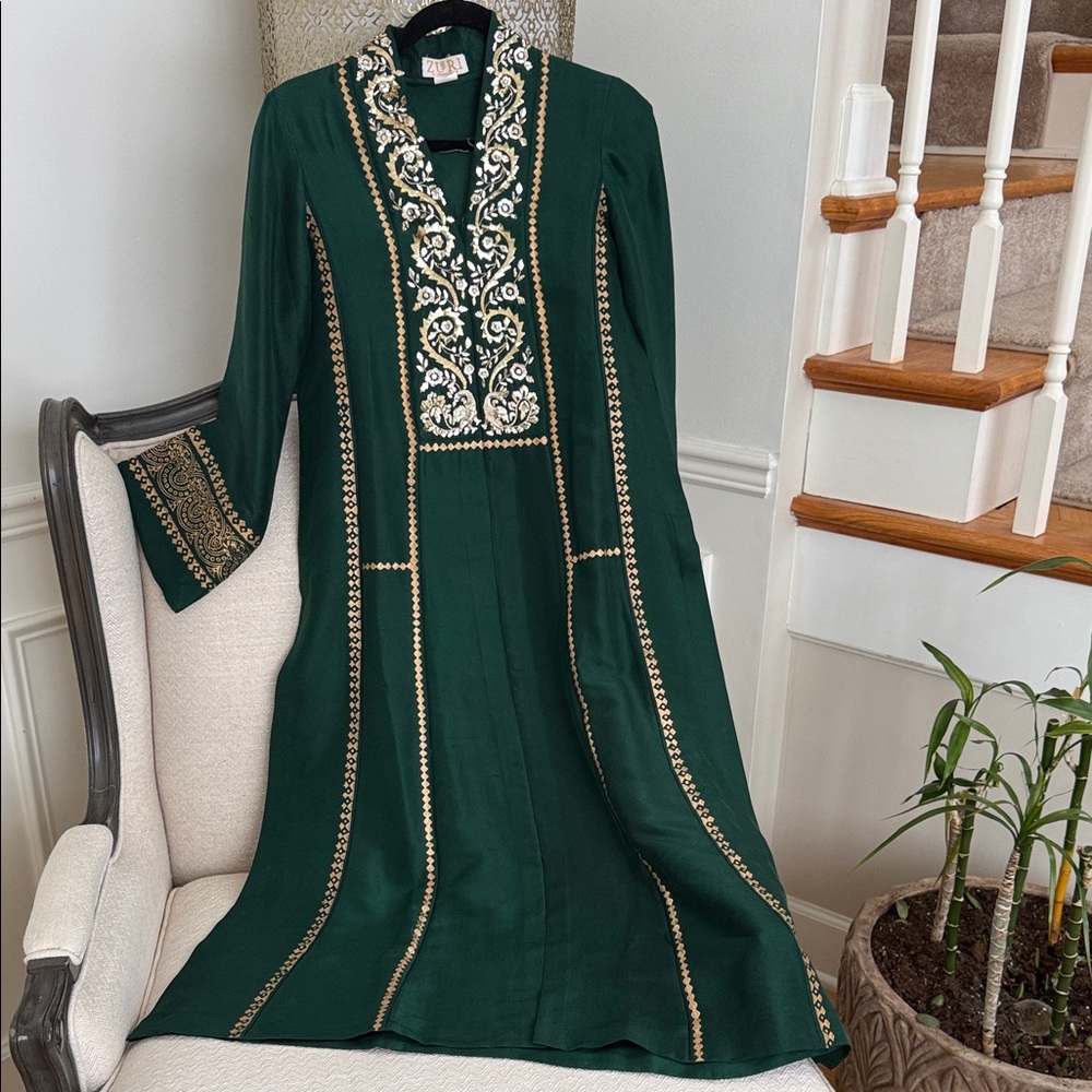 Elegant Green Embroidered Dress